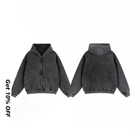 Heavyweight Fleece-lined Washed Vintage Hoodies FLMW-03