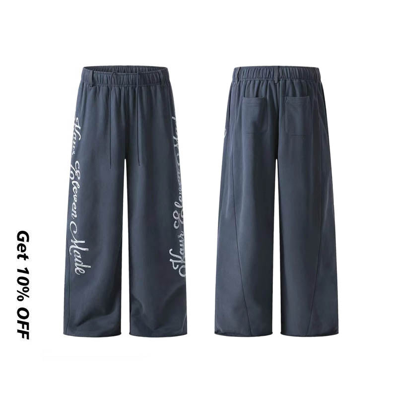 Hiphop Letter Print Wide-Leg Sweatpants CK6965
