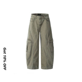 Vintage Baggy  Scimitar-silhouette Multiple Pockets Pants CK3505