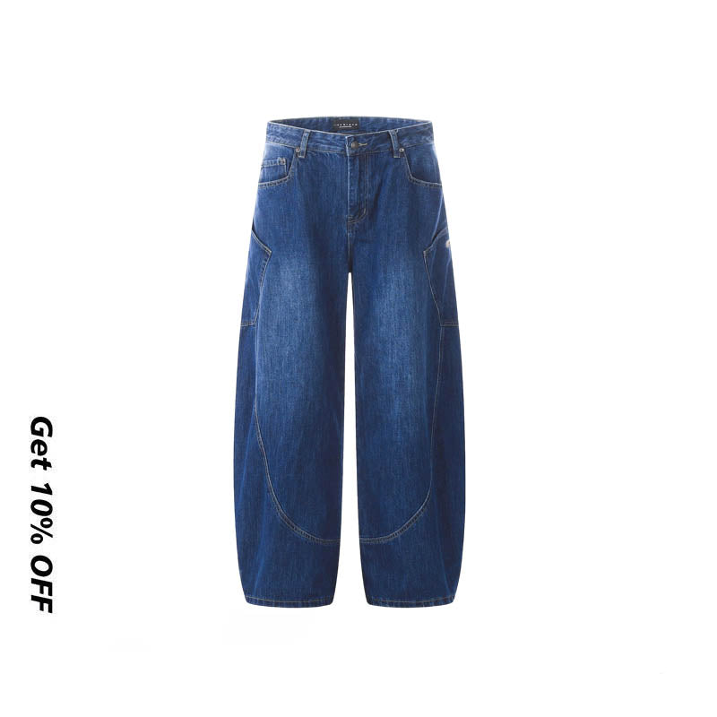 Embroidered baggy Scimitar-silhouette Jeans CK9360