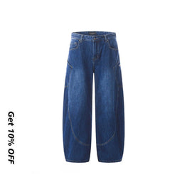 Embroidered baggy Scimitar-silhouette Jeans CK9360