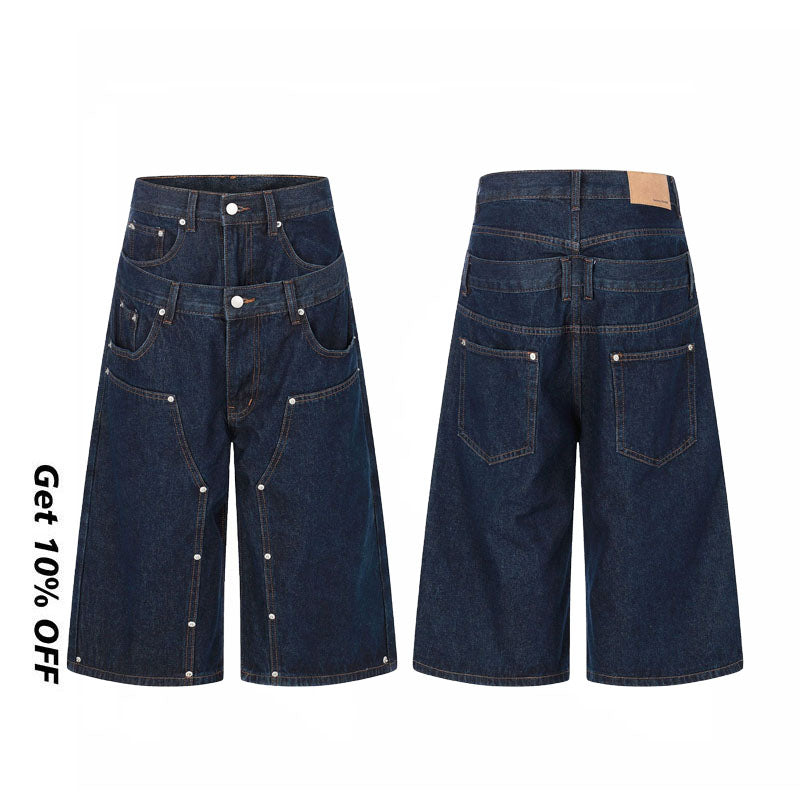 Double Waist Cropped Denim Jeans G6999