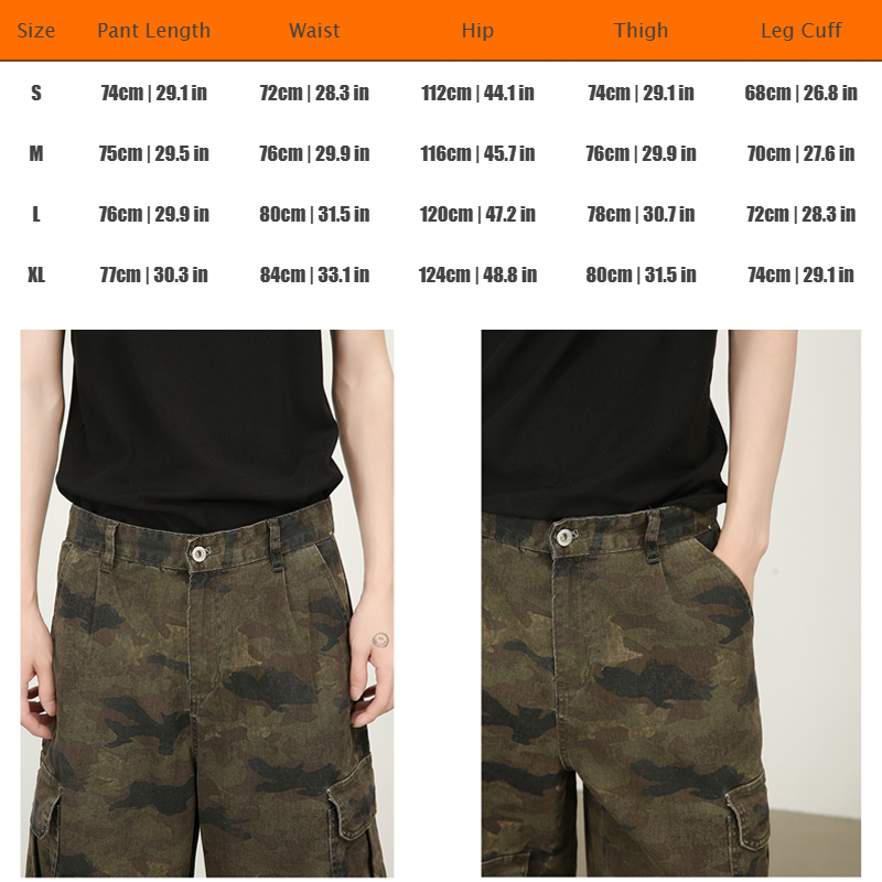 Vintage Camo Jorts Wide Leg 7/8 Cargo Pants 877
