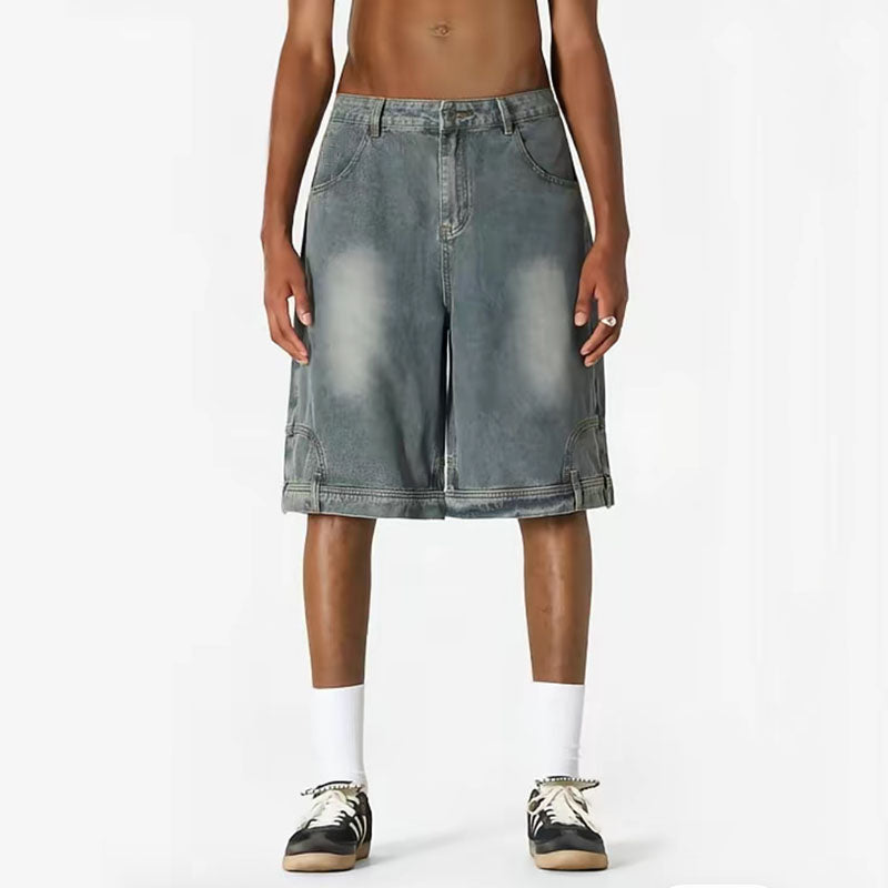 Flip Utility Baggy Denim Shorts – Light Wash 9037
