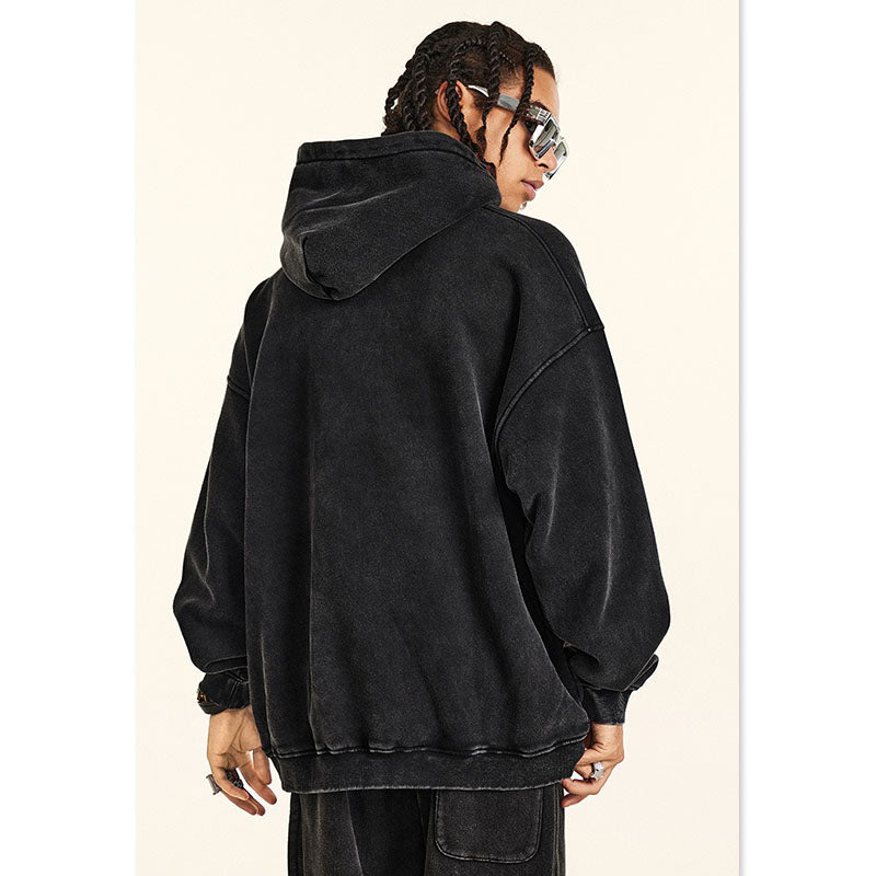 Loose Fitting Washed Vintage Hoodie Set W2485K2487