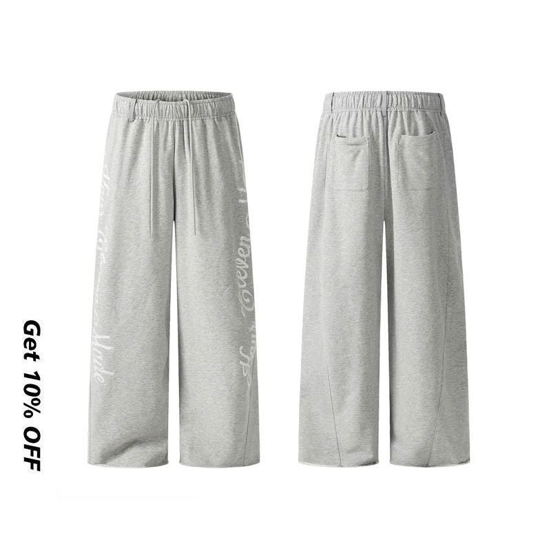 Hiphop Letter Print Wide-Leg Sweatpants CK6965