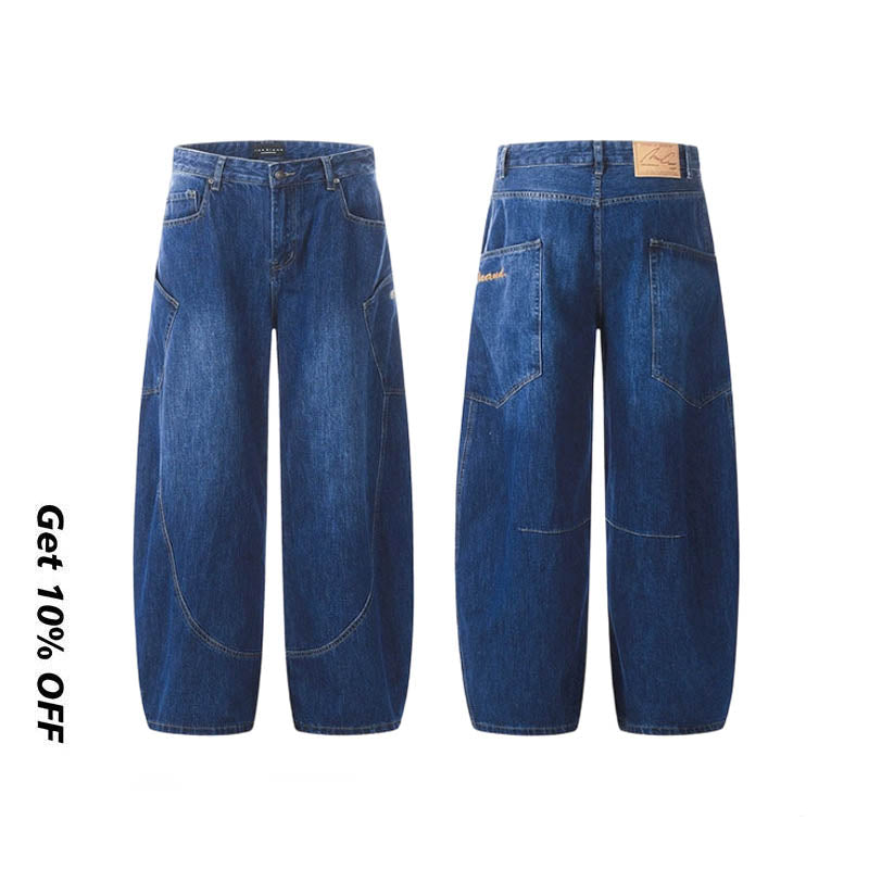Embroidered baggy Scimitar-silhouette Jeans CK9360