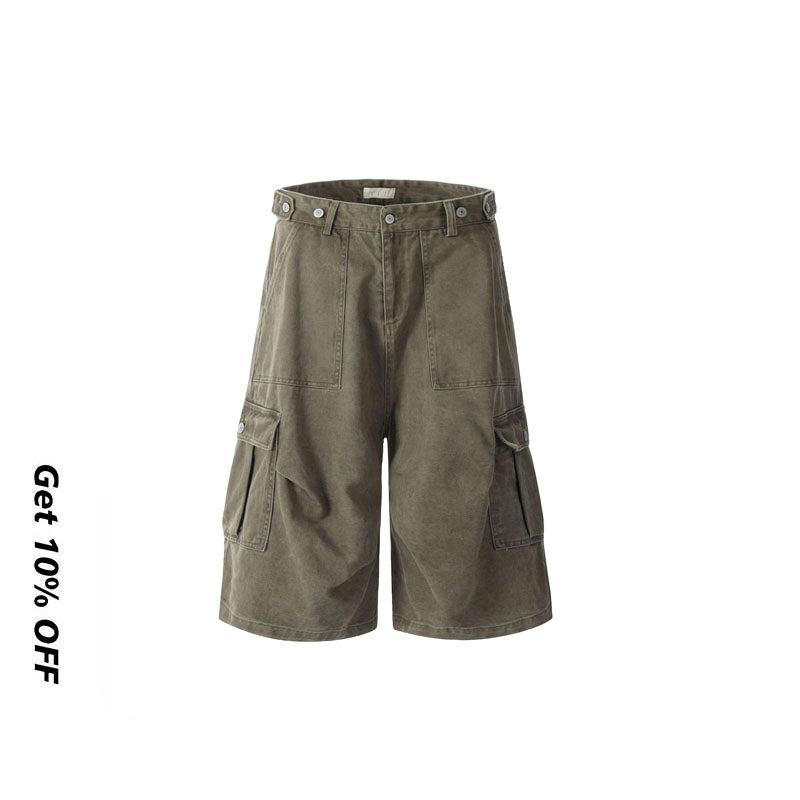 Multi-Pocket  Loose Straight Leg Shorts CK238D