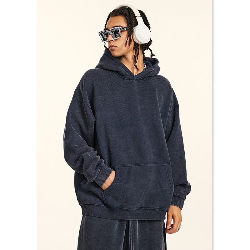 Verwaschenes Basic-Kapuzenpullover-Set WM195BEW2485&amp;K2487