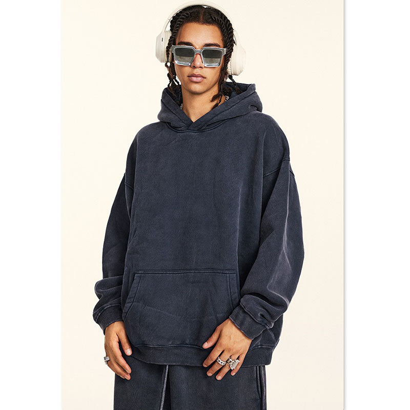 Verwaschenes Basic-Kapuzenpullover-Set WM195BEW2485&amp;K2487