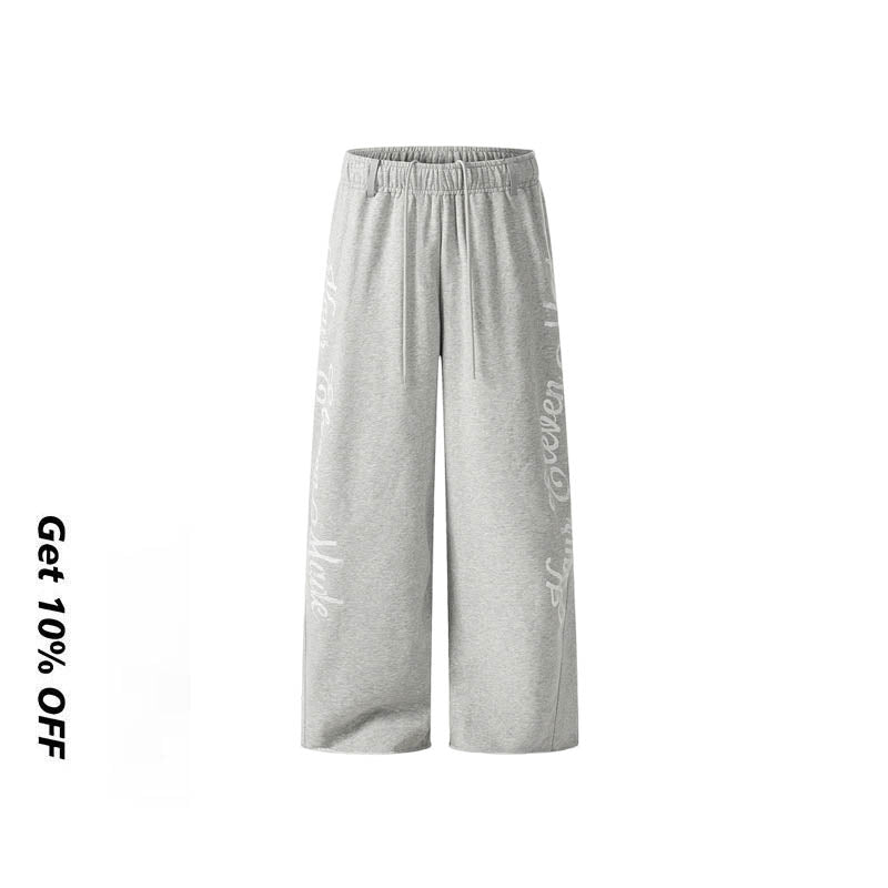 Hiphop Letter Print Wide-Leg Sweatpants CK6965