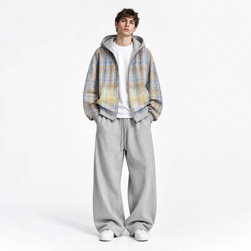 2-IN-1 Sky Plaid Reversible Hoodie