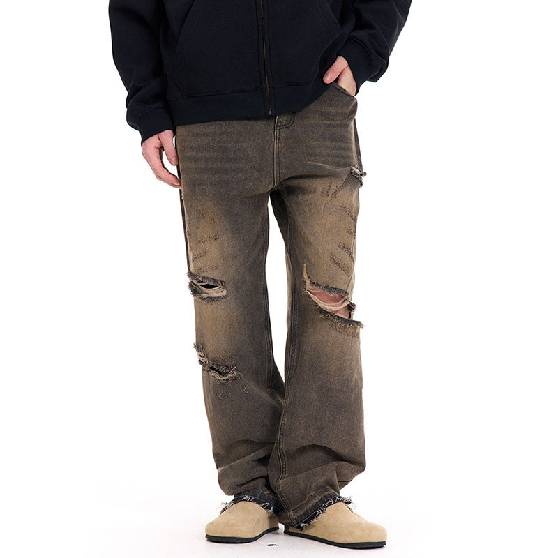 Washed Vintage Casual Straight Ripped Jeans G510