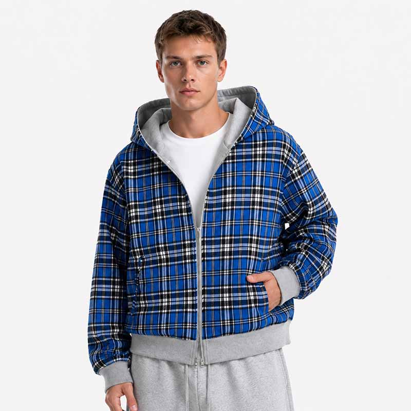 Royal Check Reversible Plaid Hoodies 1295 Grey