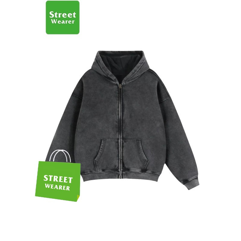 Gradient Spray Horsebit Heavy Wash Vintage Hoodie SW005XJKFLMW-03