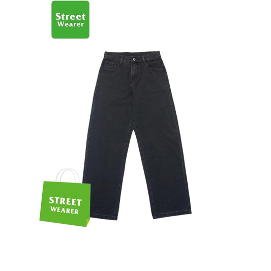 Basic Black Cow Washed and Aged Contour Straight Leg Jeans SW031UNFG998