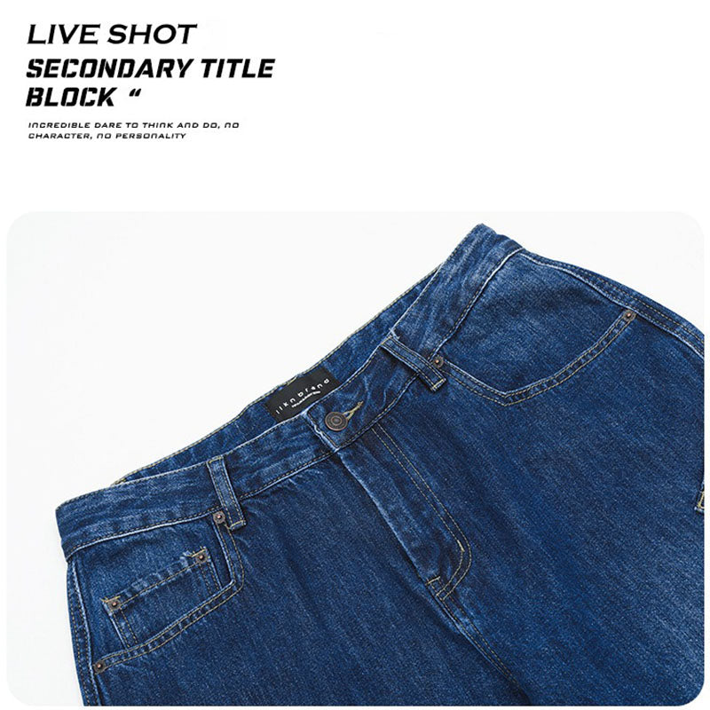 Embroidered baggy Scimitar-silhouette Jeans CK9360