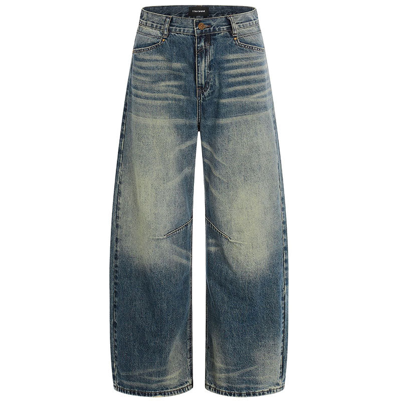Retro Washed Blue Cat Whisker Loose Fit Jeans