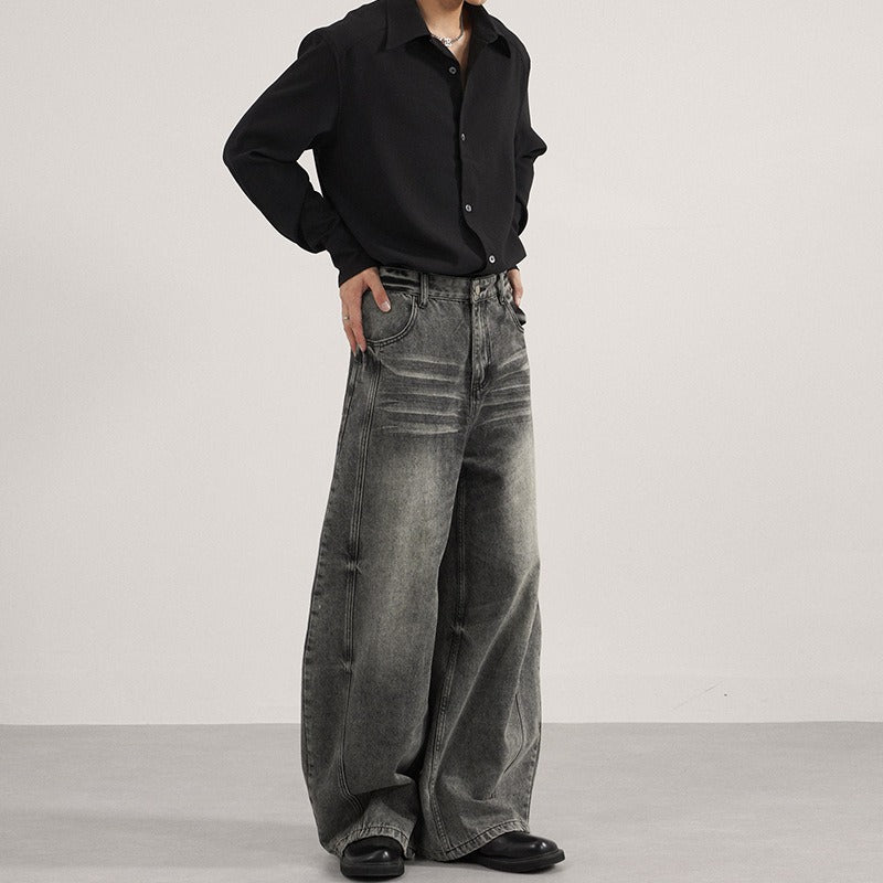 Cat-whisker Washed Scimitar-silhouette Jeans B25