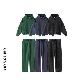 Loose Fitting Washed Vintage Hoodie Set W2485K2487