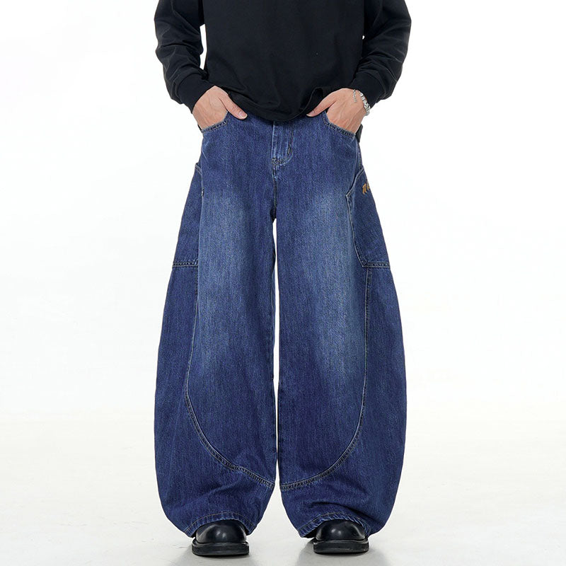 Embroidered baggy Scimitar-silhouette Jeans CK9360