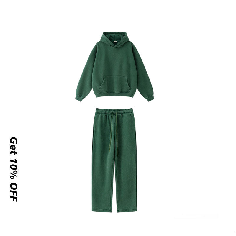 Loose Fitting Washed Vintage Hoodie Set W2485K2487