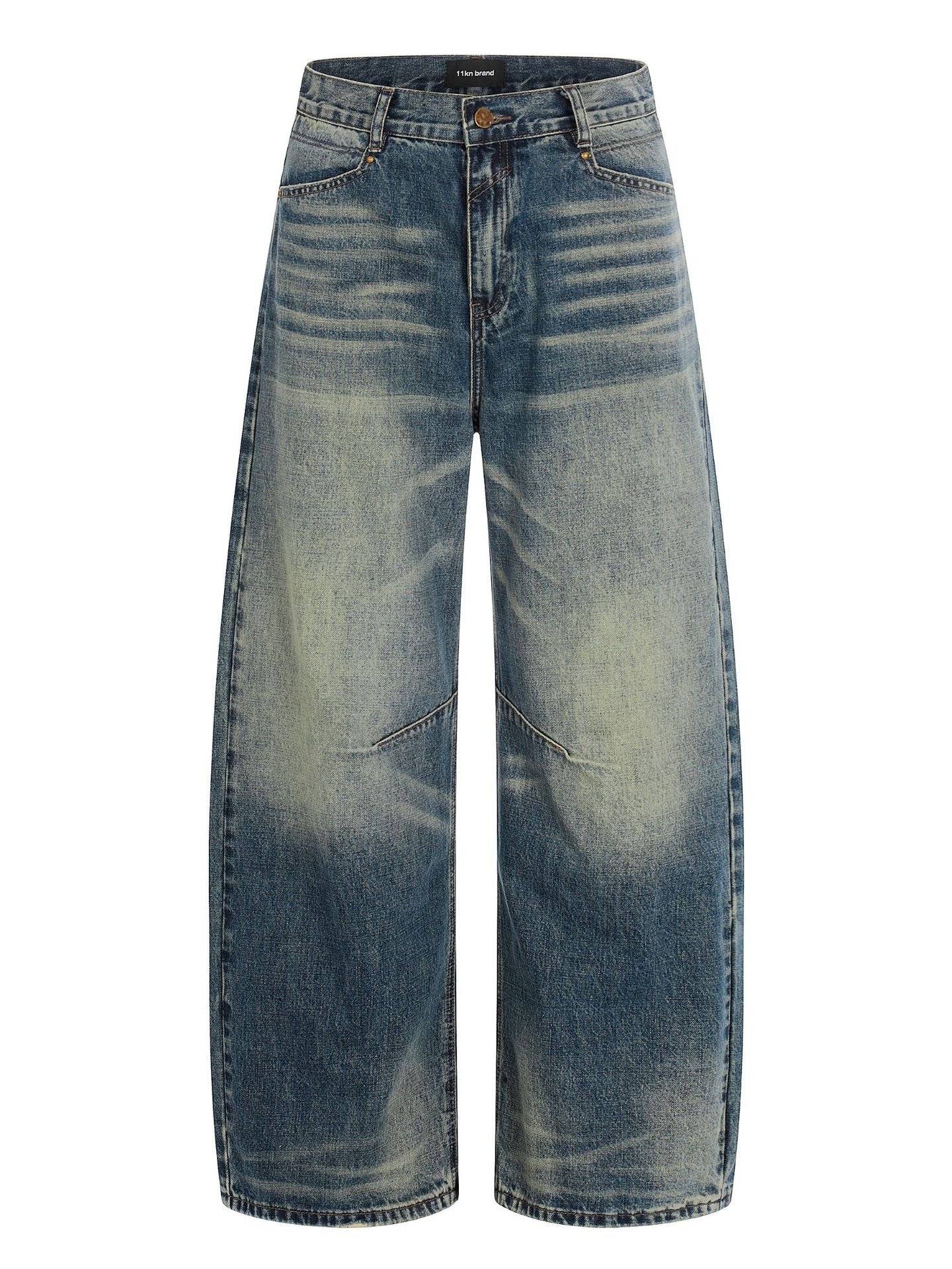 Retro Washed Blue Cat Whisker Loose Fit Jeans