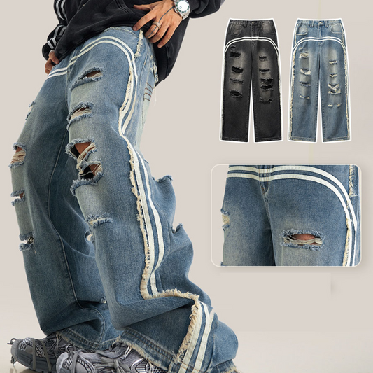 Cleanfit Basic Washed Vintage Casual Straight Ripped Jeans SW023UNFG510