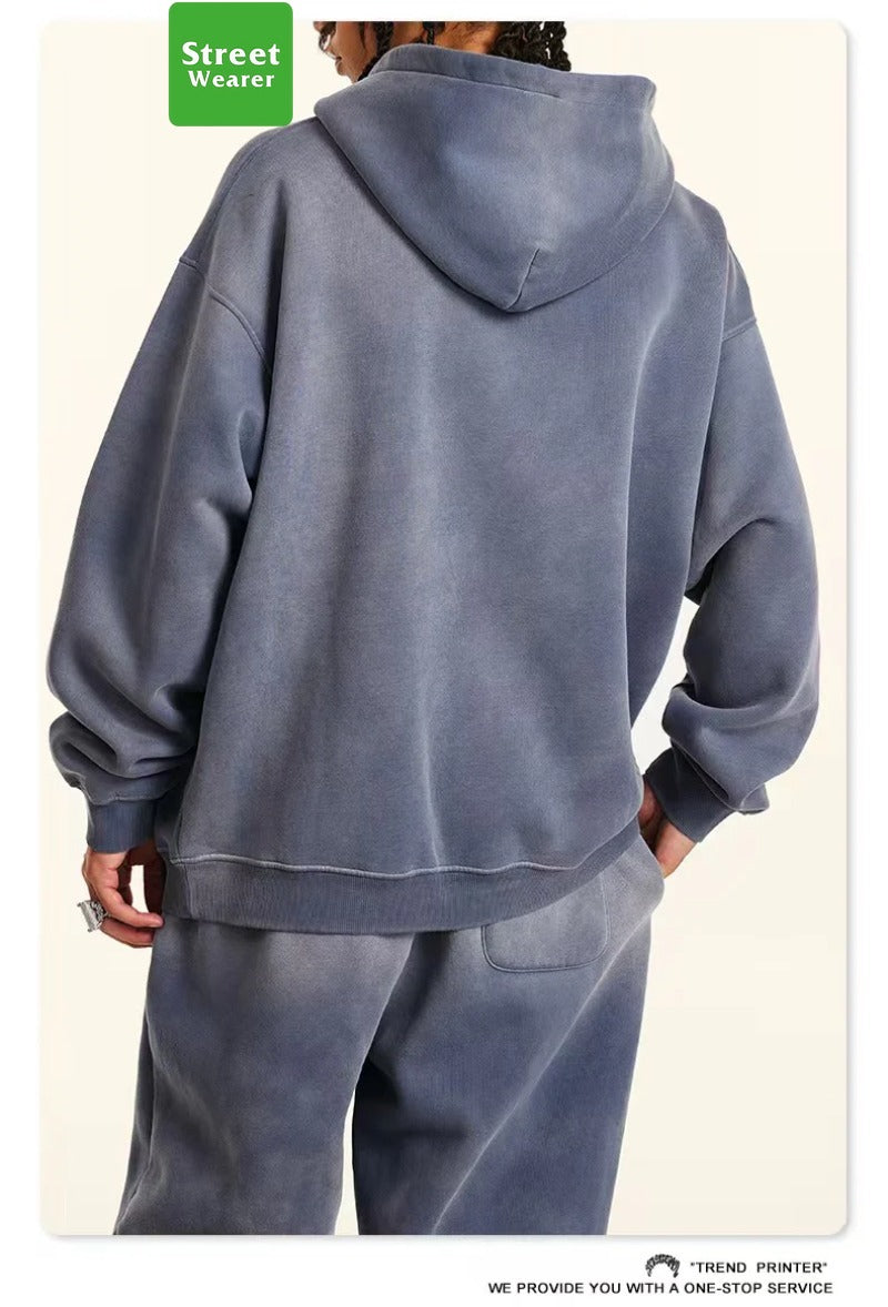 Spray monkey gradient color  washed vintage hoodie set SW004BEW2423K2429