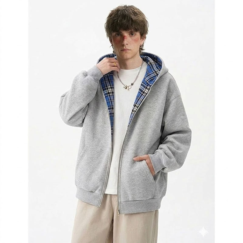Double-faced Knit Reversible Full-zip Hoodies 1295