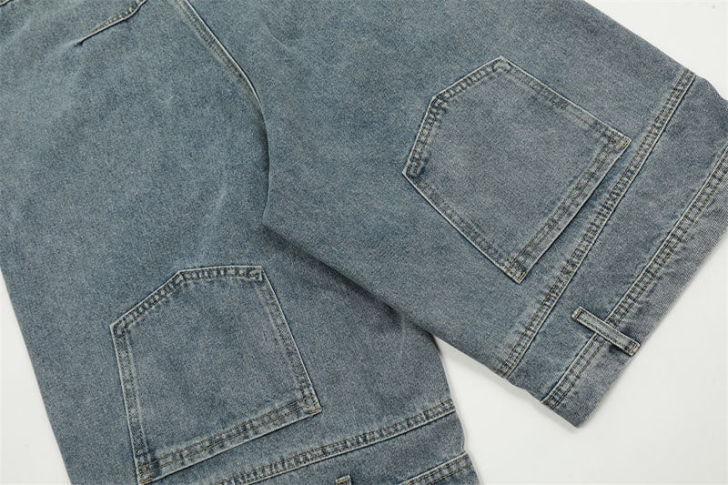 Flip Utility Baggy Denim Shorts – Light Wash