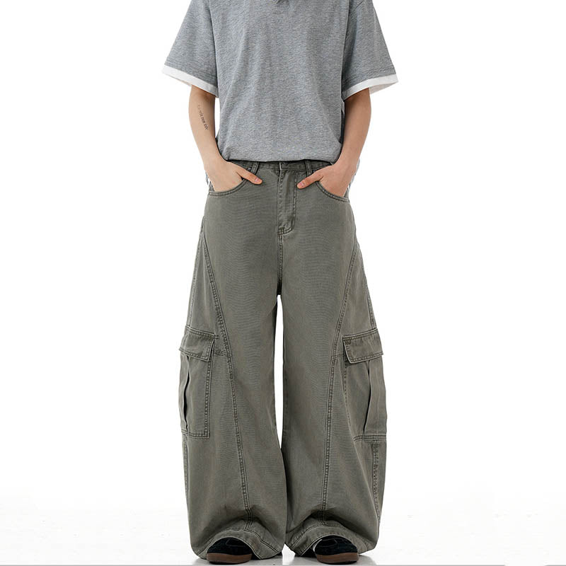 Vintage Baggy  Scimitar-silhouette Multiple Pockets Pants CK3505