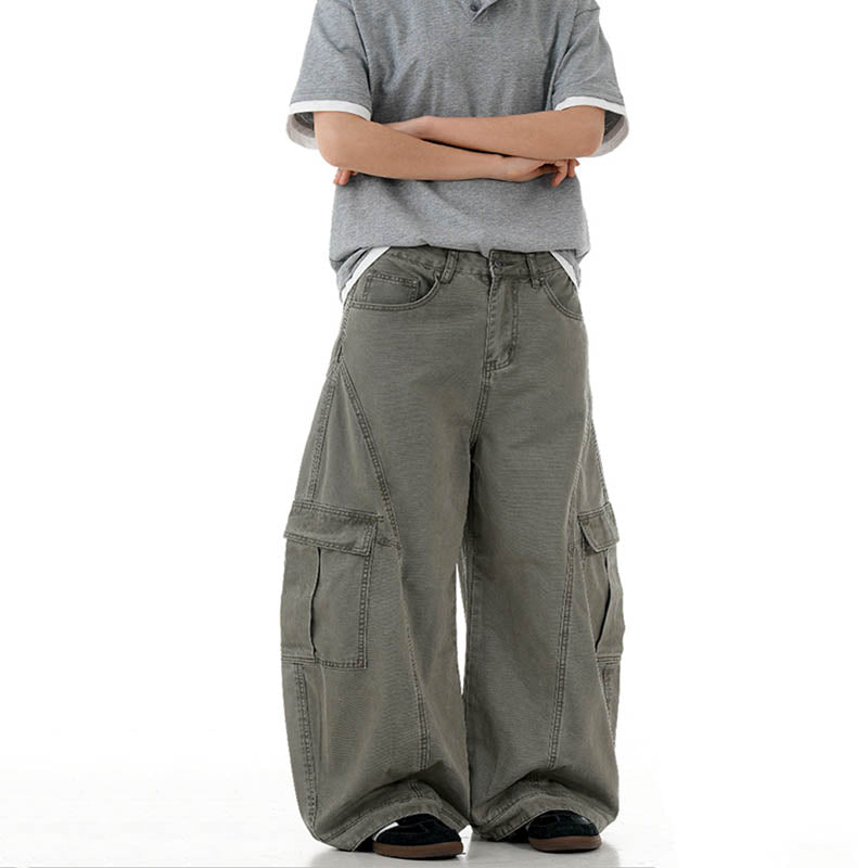 Vintage Baggy  Scimitar-silhouette Multiple Pockets Pants CK3505