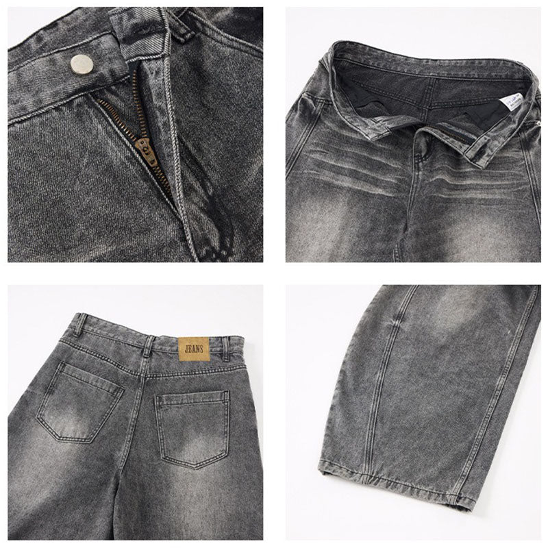 Cat-whisker Washed Scimitar-silhouette Jeans B25