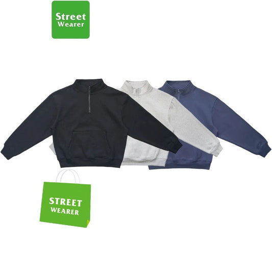 Athletic Casual Loose Half-zip Outdoor Hiking Woolen Sweatshirt SW025UNFX858