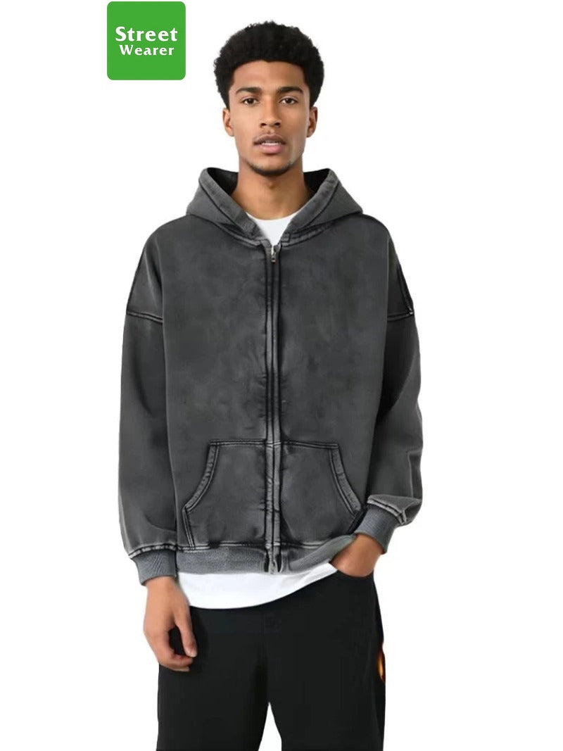Gradient Spray Horsebit Heavy Wash Vintage Hoodie SW005XJKFLMW-03