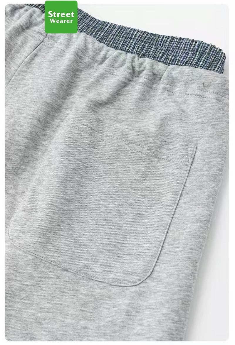 Plaid Color Contrast Double Waist Head Casual Pants K25154