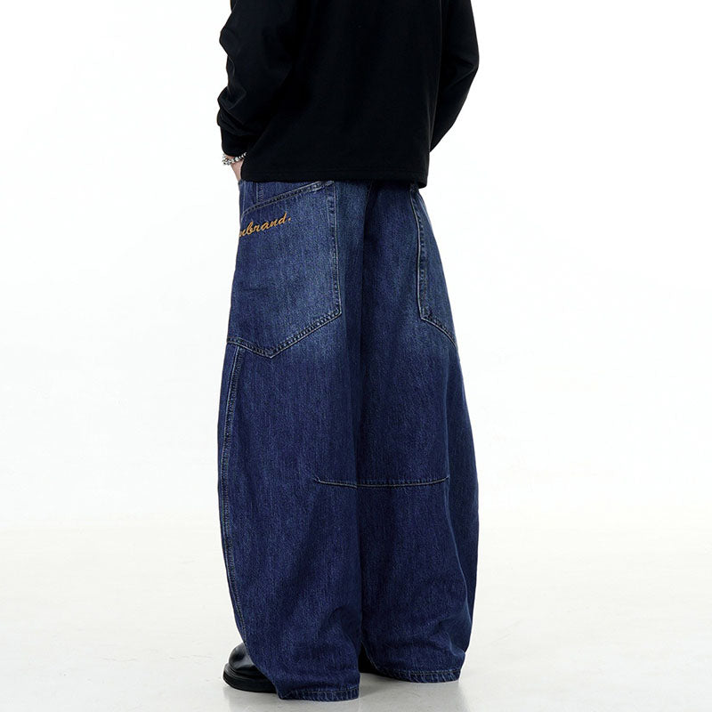 Embroidered baggy Scimitar-silhouette Jeans CK9360
