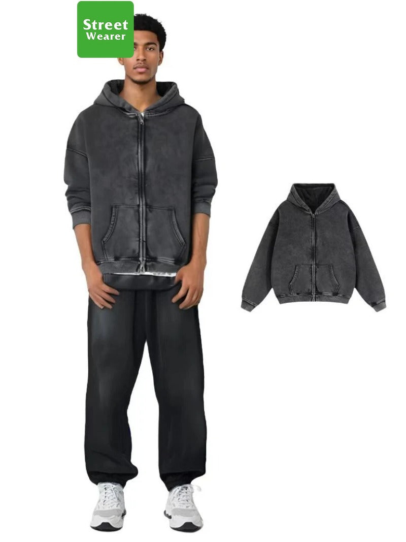Gradient Spray Horsebit Heavy Wash Vintage Hoodie SW005XJKFLMW-03