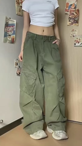 Loose Fit Wide Leg Cargo Pants KJ6282