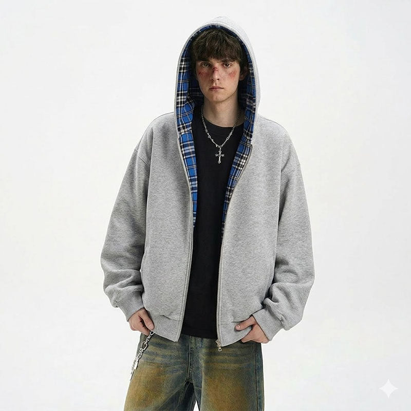 Double-faced Knit Reversible Full-zip Hoodies 1295